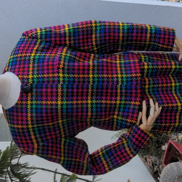Vintage 90s JH Collectibles 2pc suit jacket & skirt bright plaid sz 8 EUC - Picture 3 of 15